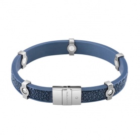 Salvini Ray men's bracelet in silver and blue stingray leather 20073496