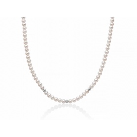 Miluna necklace in white pearls and 4mm gold boule - PCL6317