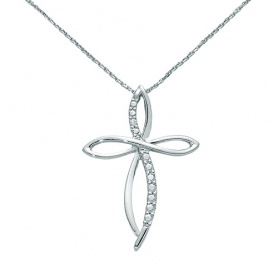Miluna necklace in white gold with Interlace Cross and Diamond CLD3947