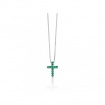 Miluna necklace in white gold with Cross and Emeralds - CLD4261