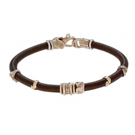 Misani jewelery, bracelet Grand Tour in leather, gold and silver B2000