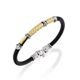 Misani jewelery men's bracelet Grand Tour in leather, gold and silver, B2056