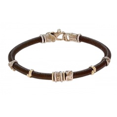 Misani jewelery, bracelet Grand Tour in leather, gold and silver B2000