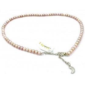 Elastische Mimì-Halskette mit fliederfarbenen Perlen und Mond - C0M026A3