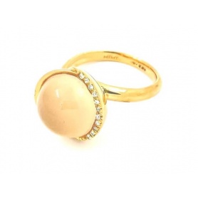 Mimì Abbracci Ring aus Roségold mit rosa Chalcedon und Diamanten