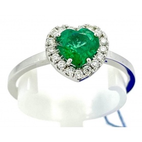 Ring mit Smaragdherz und natürlichen Diamanten - AY759B
