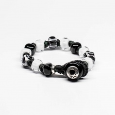 Moi Gala Armband mit unisex schwarzen und weißen Glassteinen