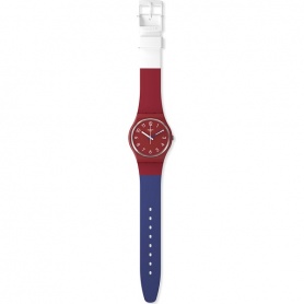 Swatch Watch Color Block Blue, Red and White SO28R112