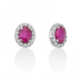 Miluna earrings with rubies and diamonds in white gold - ERD2395
