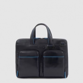 Piquadro Briefcase Woody in black leather B2 Revamp CA6105B2V/N