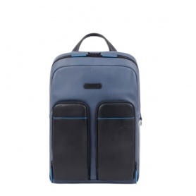 Piquadro Rucksack für PC und iPad B2V aus blauem Leder CA5575B2V/BLBL