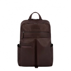 Piquadro Dark brown leather backpack Paavo line CA6029S122/TM