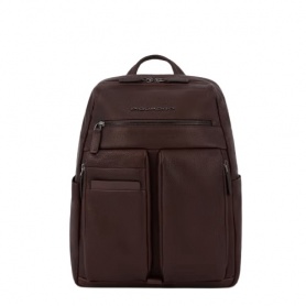 Piquadro Dark brown leather backpack Paavo line CA6028S122/TM