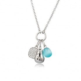 Tsars Collection Olga necklace with light blue egg and pendants