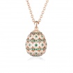 Tsars Alexadra rosé egg necklace with green and white stones