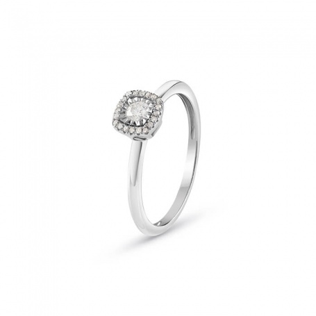 Bliss Dew Solitaire Ring with Diamonds - 20093021