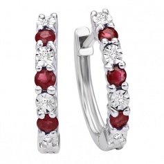 Bliss Jasime hoop earrings with Rubies and Diamonds 20073960