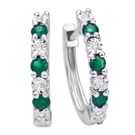 Bliss Jasime hoop earrings with Emeralds and Diamonds 20073980
