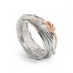 Filodellavita ring with seven silver threads and pink gold knot AN07AR