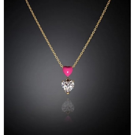 Chiara Ferragni Neon Little Heart Pendant Necklace Pink Heart J19AWD01