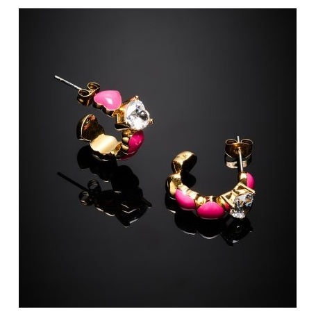 Chiara Ferragni Neon Little Heart Circle Earrings Pink Heart J19AWD05