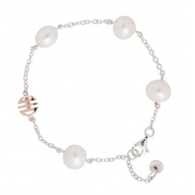 Mimi Nagai-Armband aus Silber und Roségold mit weißer Perle