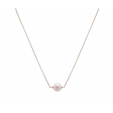 Mimi Les Lulu white pearl necklace with rose gold star P23VLK1-80S