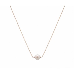 Mimi Les Lulu white pearl necklace with rose gold star P23VLK1-80S