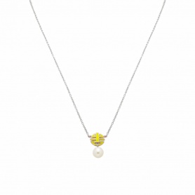 Mimi OgniBene necklace in silver with yellow enamel and pearl - P23VOKGL1-42
