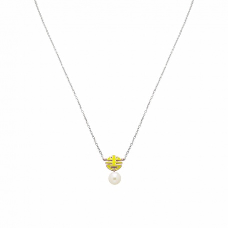 Collana Mimi OgniBene in argento con smalto giallo e perla - P23VOKGL1-42
