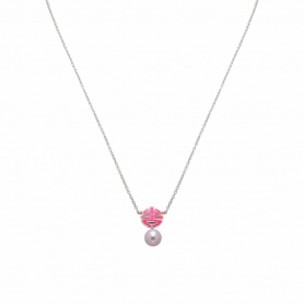 Collana Mimi OgniBene in argento con smalto rosa e perla P23VOKFC3-42