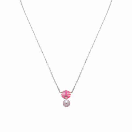 Mimi OgniBene necklace in silver with pink enamel and pearl P23VOKFC3-42