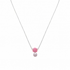 Collana Mimi OgniBene in argento con smalto rosa e perla P23VOKFC3-42