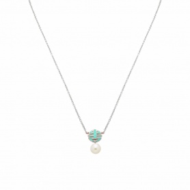 Mimi OgniBene Halskette aus Silber mit grüner Emaille und Perle – P23VOKVR3-42