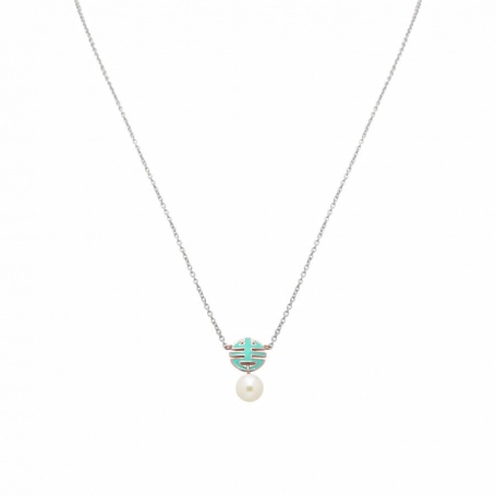 Mimi OgniBene necklace in silver with green enamel and pearl - P23VOKVR3-42