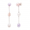 Mimi Nagai earrings in silver and rose gold with multicolor pearls