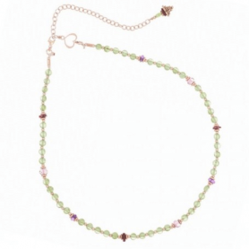 Maman et Sophie rosé women's necklace with green and purple stones GCISF2PR