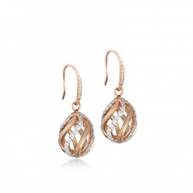 Tsars Collection 9Nine pink spiral egg pendant earrings