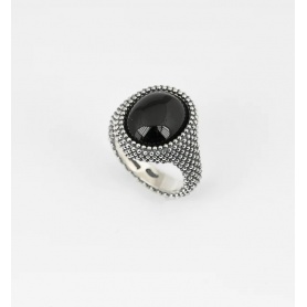Nove25 Dotted ring with black agate N25ANEPQ064