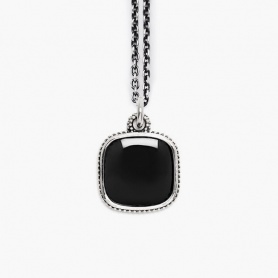 Nove25 schwarze Achat-Anhänger-Halskette N25COLPO167