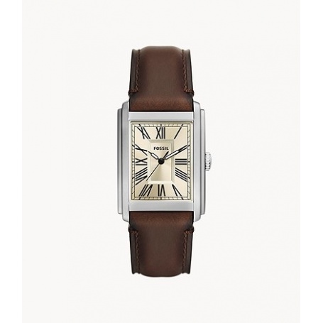Fossil Carraway Silver Brown Leather Watch FS6012