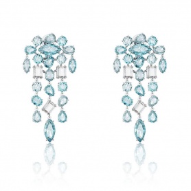 Swarovski Gema Kronleuchter-Ohrringe mit blauen Kristallen 5666015