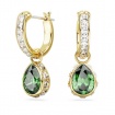 Golden Swarovski Stilla earrings with green pendants 5662922