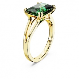 Golden Swarovski Matrix cocktail ring with green crystal 5677150