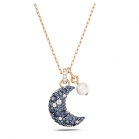 Swarovski rosé necklace with blue Moon pendant and pearl 5671585