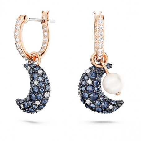 Swarovski blue and rosé Luna pendant earrings with pearl 5671569