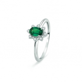 Bliss Vittoria ring with emerald and diamonds - 20101360