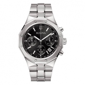 Bulova Octagon Chrono black steel watch - 96B410