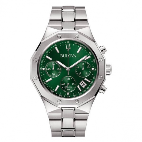 Bulova Octagon Chrono watch, steel green - 96B409