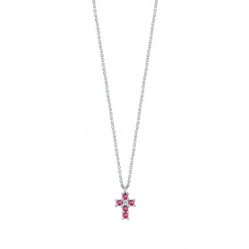 Bliss Jasmine Cross Necklace with Rubies and Diamond 20101468